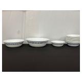 Set of Bowls With Blue Floral Design