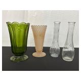 Group of Four Decorative Glass Vases