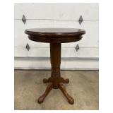 Round Wood Pedestal Accent Table