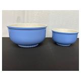 Set of Two Blue and White Ceramic Bowls