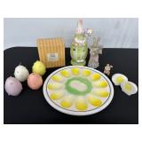 Easter-Themed Decor With Egg Plate and Figurines
