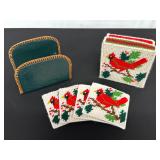 Cardinal-Themed Coasters and Holders