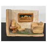 Handcrafted Ceramic Living Room Diorama
