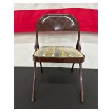 Brown Metal Folding Chair with Upholstered Seat