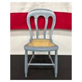 Cane-Seat Wooden Chair with Blue Finish