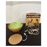 Vintage Electric Bun Warmer Set with Original Box