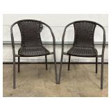 Pair of Woven Patio Armchairs with Metal Frames
