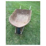 Metal Single-Wheel Wheelbarrow with Wood Handles