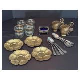 Set of Mixed Brass, Glass, and Silver-Plated Items