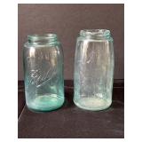 Pair of Glass Canning Jars, Ball and Mason 1858