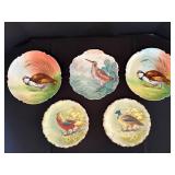 Hand-Painted Plates with Bird Scenes