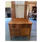 Oak Washstand With Brass Drawer Pulls