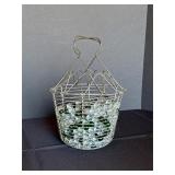 Wire Basket with Glass Marbles