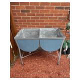 Two-Compartment Galvanized Steel Wash Tub