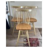 Set of Three Wooden Spindle-Back Bar Stools