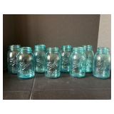Eight Blue Ball Perfect Mason Jars