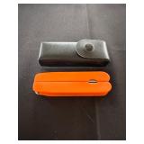 Orange Multi-Tool with Black Leather Case