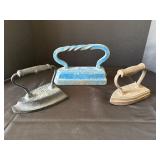 Three Vintage Cast Iron Irons