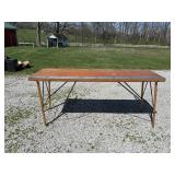 Folding Wooden Table with Hardware Basket