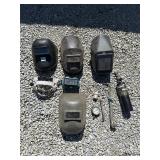 Assorted Welding Helmets and Tools Collection