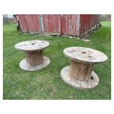 Two Wooden Industrial Cable Spools