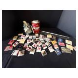 Collection of Vintage Matchbooks in Folgers Tin