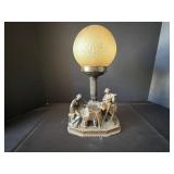 Metal Figural Lamp with Frosted Globe Shade