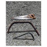 Set of Three Saw Tools Including Hand and Bow Saws