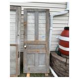 Vintage Wooden Farm Door with Glass Panels