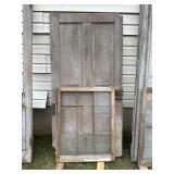 Vintage Wooden Farm Door with Window Frame
