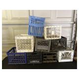Assorted Plastic Milk Crates in Mixed Colors