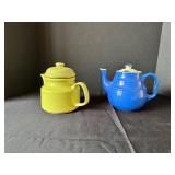 Yellow and Blue Ceramic Teapots