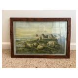 Framed Sheep Pastoral Scene Print