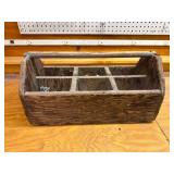Wooden Tool Caddy with Metal Handle