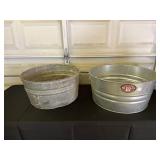 Galvanized Metal Wash Tub Set of Two