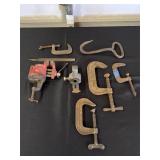 Assorted Hardware Including Clamps and Hooks