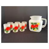 Frosted Glass Pitcher and Six Glass Set
