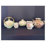 Hand-Painted Porcelain Vases and Pitcher