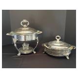 Silver-Plated Chafing Dishes with Glass Inserts