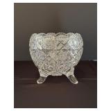 Cut Glass Footed Bowl With Intricate Pattern
