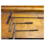 Set of Three Vintage Wooden Handle Auger Bits