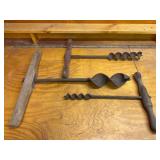 Set of Three Vintage Hand Auger Drills