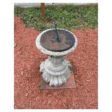 Concrete Sundial with Ornamental Pedestal Base