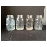 Four Glass Mason Jars by Ball and Kerr