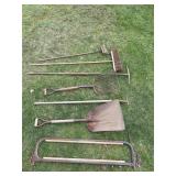 Collection of Vintage Garden Tools and Hand Saws