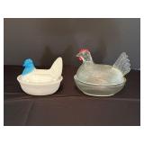Two Hen-on-Nest Covered Dishes