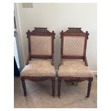 Pair of 19th Century Upholstered Wooden Chairs