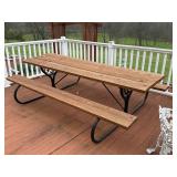 Outdoor Wooden Picnic Table With Metal Frame