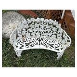 White Cast Iron Garden Bench and Chair Set