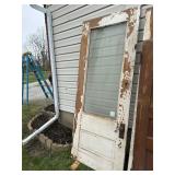 Vintage Farm Door with Glass Panel Insert